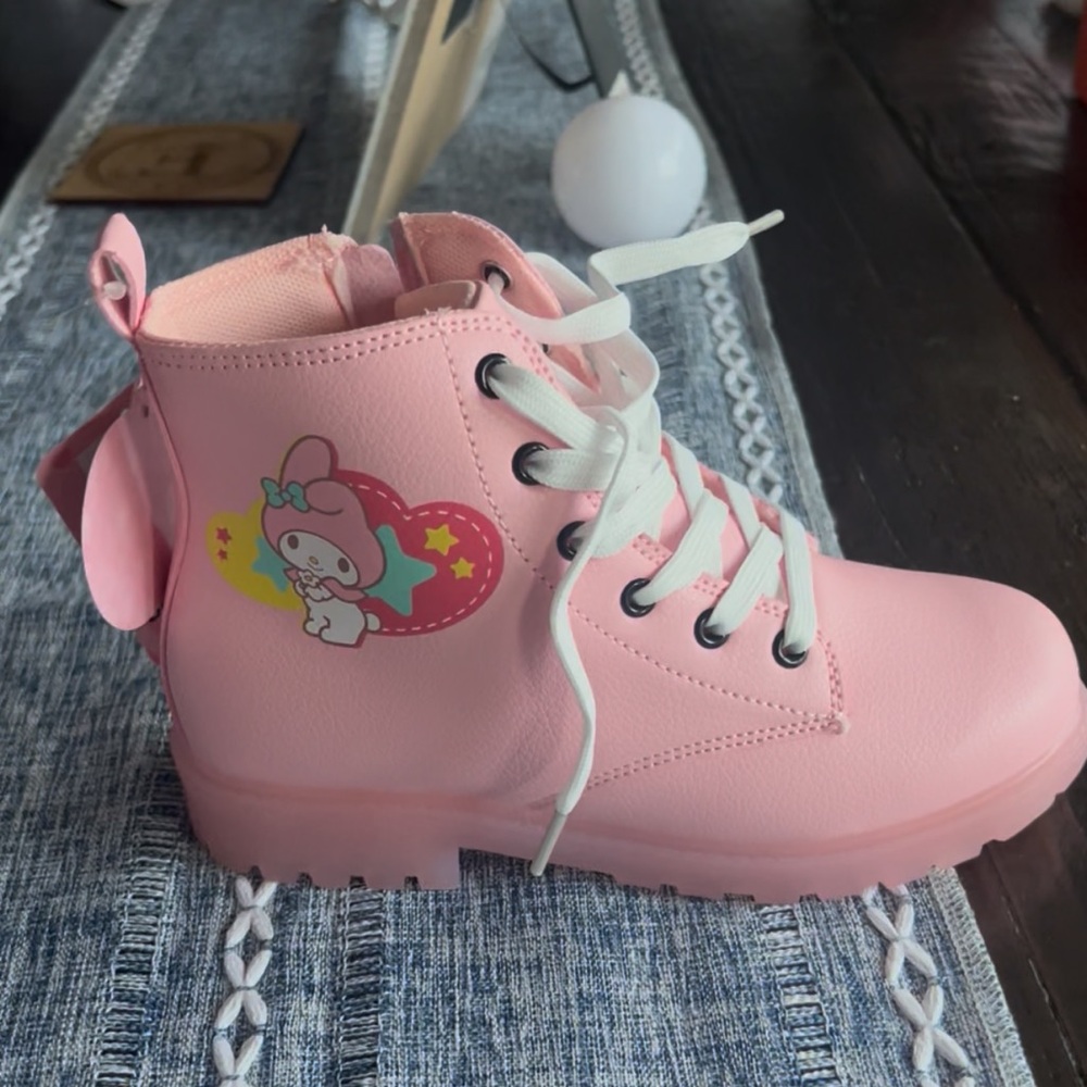 Pink Kids Boots with Cartoon Design
